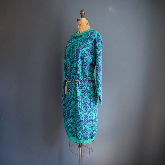 Purple and Green Acrylic Sweater Dress by DAKOTA - Picture 3 of 10